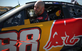 Shane Van Gisbergen celebrates after winning the Nascar Cup Series Toyota/Save Mart 350 race at Sonoma Raceway, California, July 13. (Photo by Chris Graythen / GETTY IMAGES NORTH AMERICA / Getty Images via AFP)