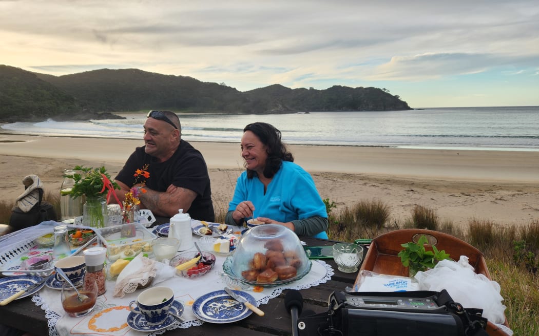 Alfonso and Sandra Heihei welcoming Country Life to the whenua with home-made produce
