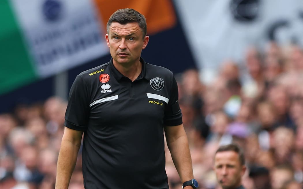 16th September 2023; Tottenham Hotspur Stadium, London, England; Premier League Football, Tottenham Hotspur versus Sheffield United; Sheffield United manager Paul Heckingbottom watches the action  from the touchline