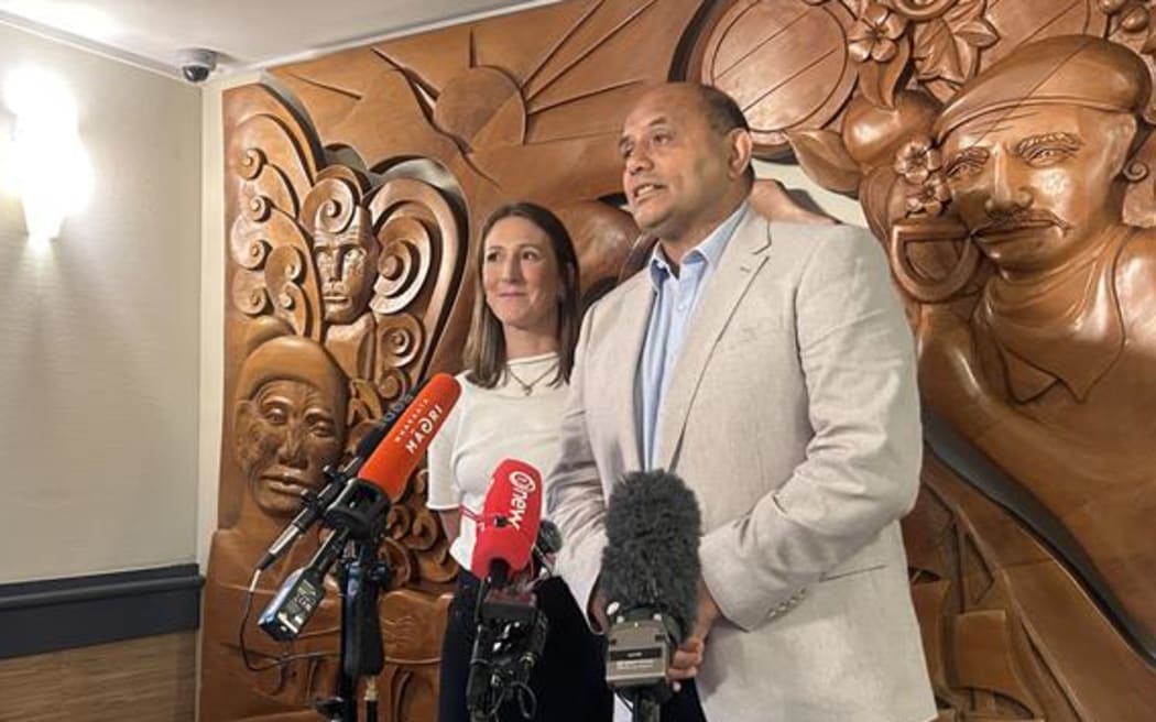 Labour's Hamilton East candidate Georgie Dansey and senior Labour MP Willie Jackson.