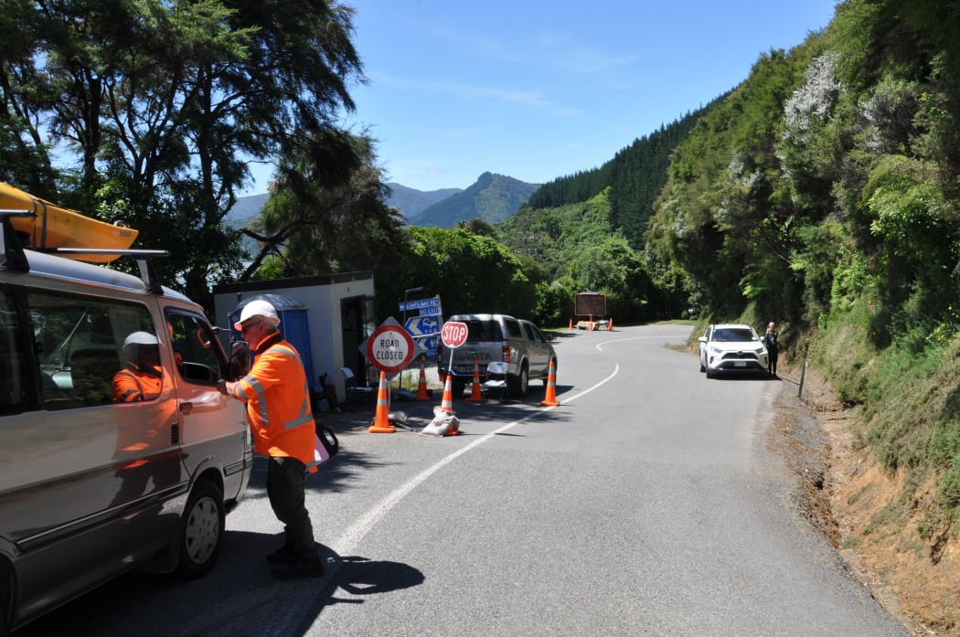 The checkpoint on Kenepuru Road where residents are allowed through at specified times.