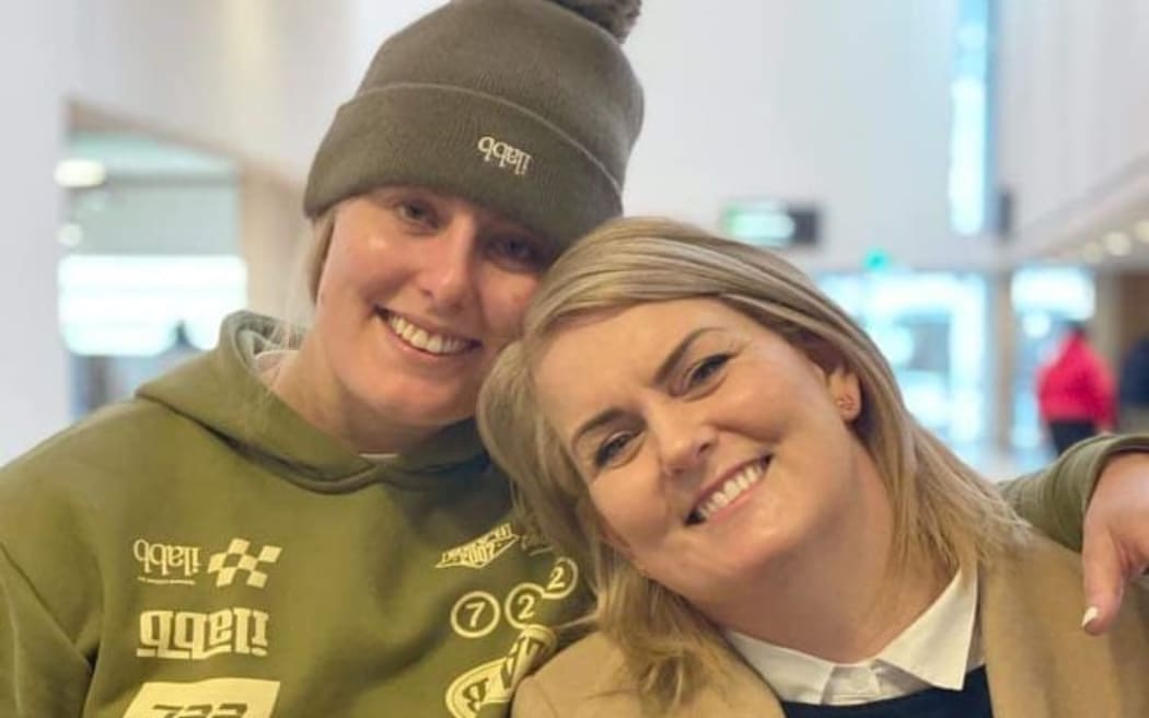 Elite sprint cyclist Olivia Podmore pictured with her mother, Nienke Middleton, at Christchurch Airport.