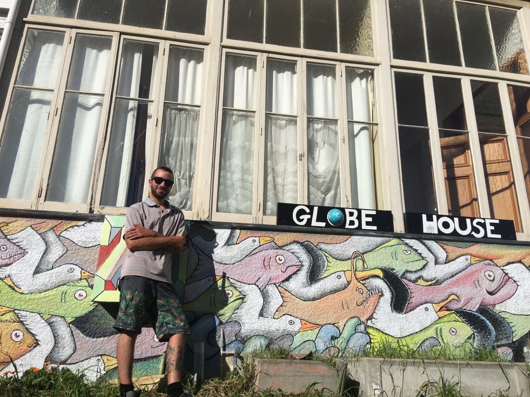 Enrico Cornuda and his mural