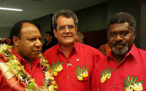 Left to right: PNG Foreign Minister Rimbink Pato, President of French Polynesia Édouard Fritch and Vanuatu Foreign Minister Lenkon Tao Bruno