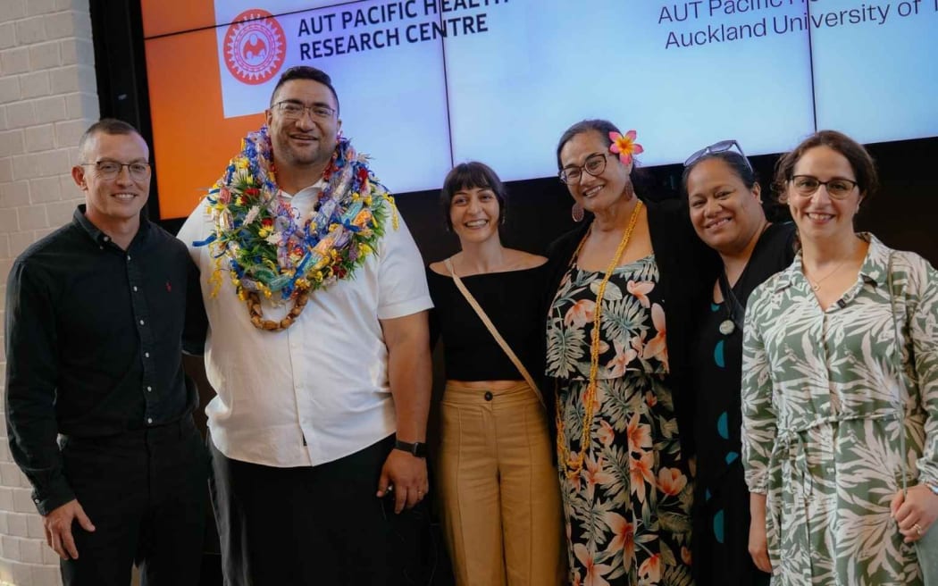 (Left to right) Dr Leon Iusitini, Professor El-Shadan Tautolo, Dr Tugce Bakir-Demir, Stephanie Tautolo, Fuarosa Taue and Dr Shabnam Jalili-Moghaddam. Photo/Supplied