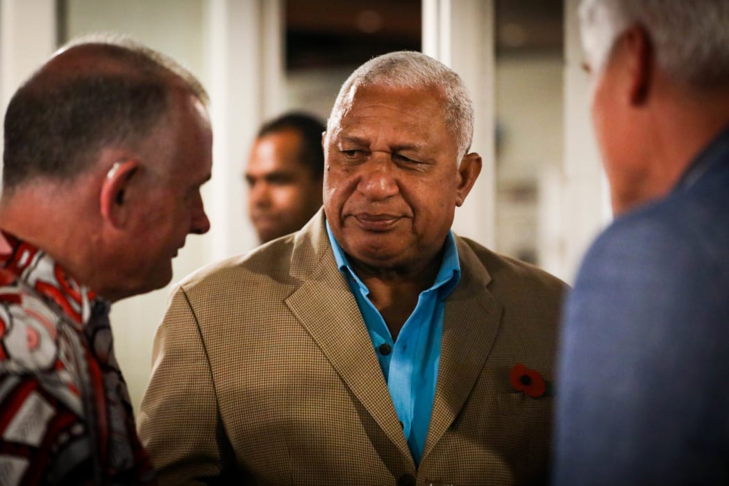 Fiji Prime Minister Frank Bainimarama meets New Zealand Speaker Trevor Mallard