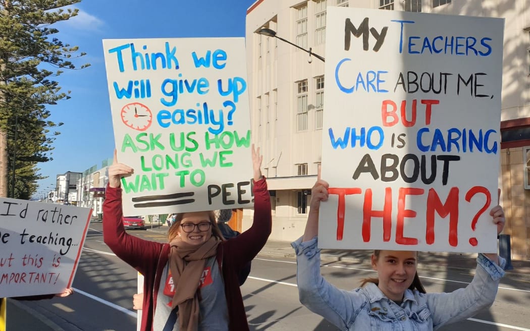 Striking teachers and supporters in Napier.