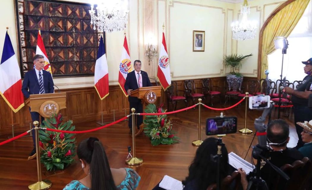 French Polynesia president Edouard Fritch and French High Commissioner Dominique Sorain