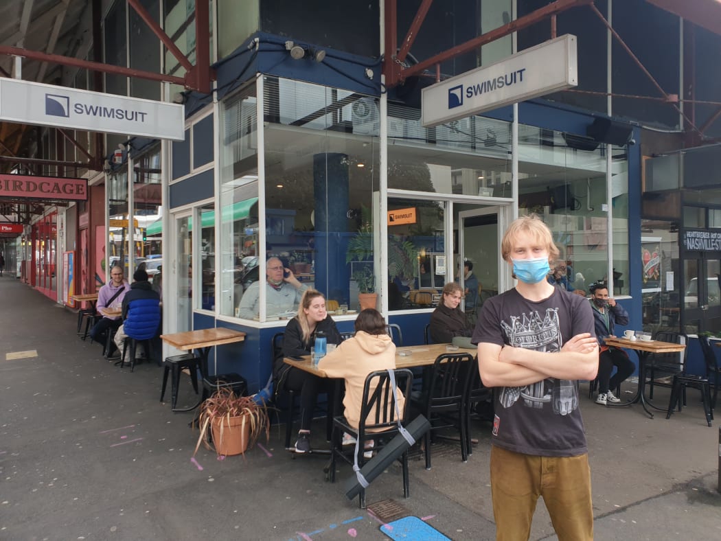 William Bridewell-Roberts outside Swimsuit Coffee off Cuba Street