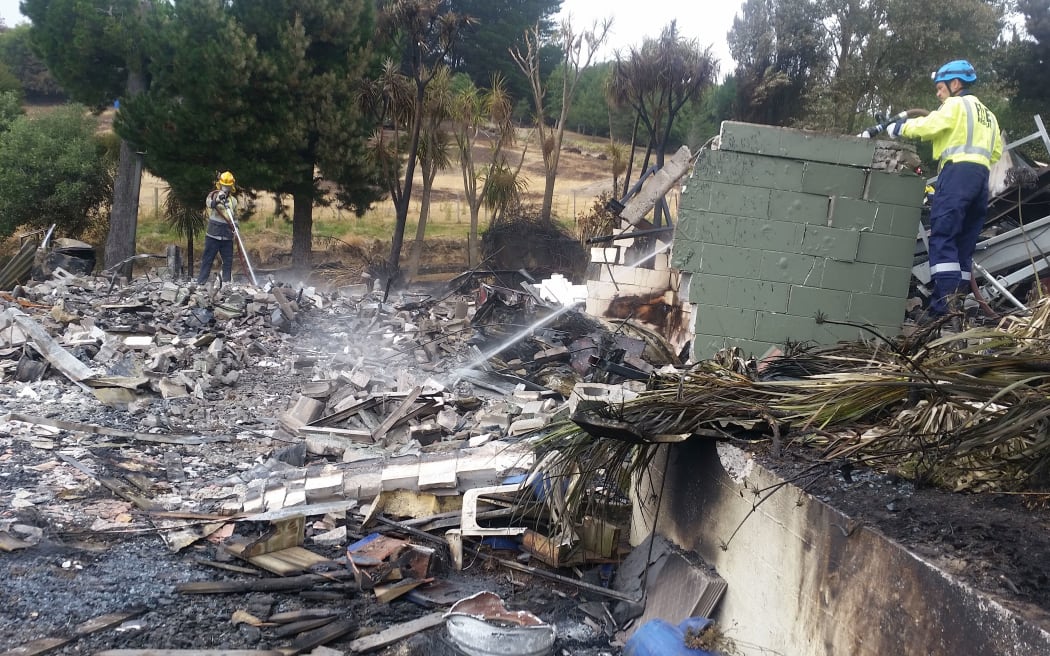 A house on Worsleys Road that was completely destroyed by the flames.