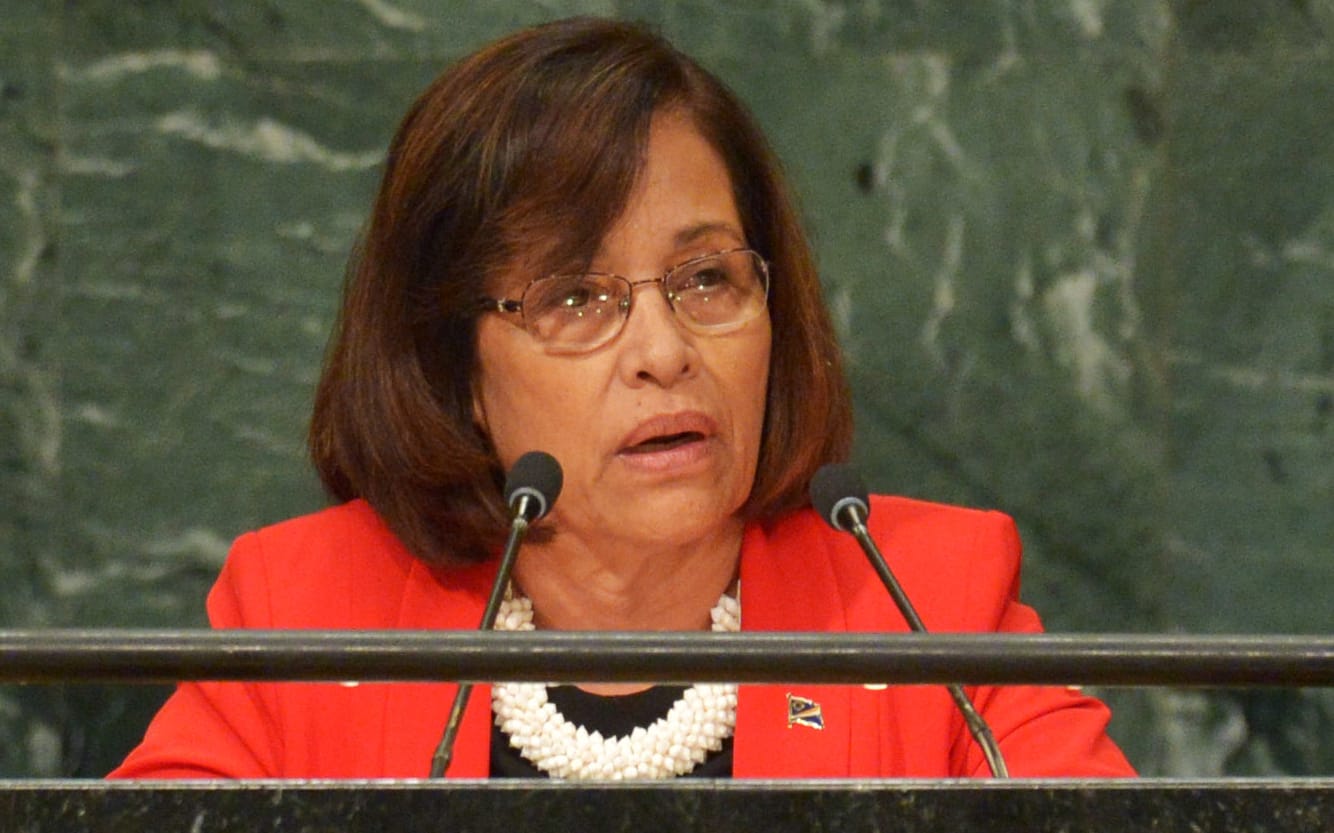 Hilda Heine, President of the Marshall Islands, addresses the 71st session of the United Nations General Assembly at the UN headquarters in New York on September 22, 2016.