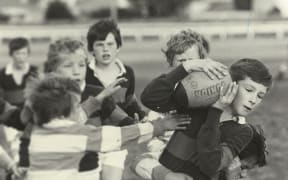 John Daniell playing rugby as a 10 year-old.