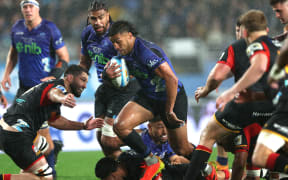 Blues Rieko Ioane during  the Super Rugby Paciﬁc Final - Blues v Chiefs at Eden Park, Auckland - New Zealand   22  June  2024       Photo: Brett Phibbs / www.photosport.nz