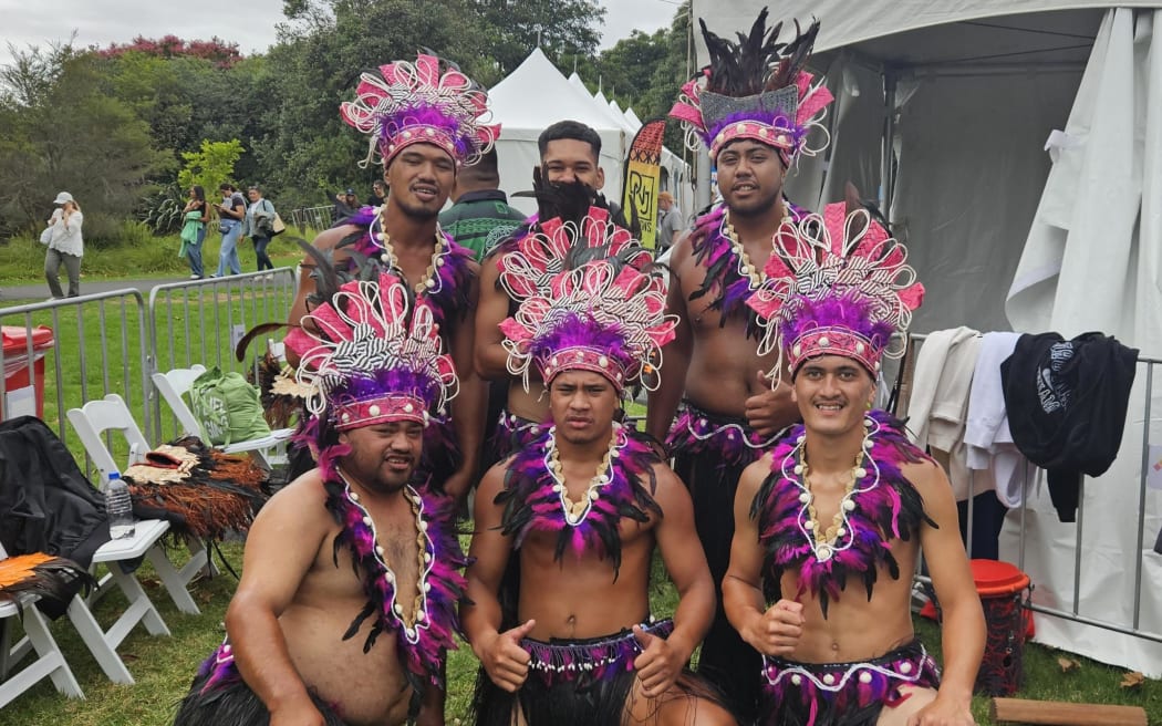 The Cook Islands corner at Auckland Pasifika Festival, Western Springs, 9 March 2024, featured teams from throughout Aotearoa, including some performers who had traveled from the Cook Islands.