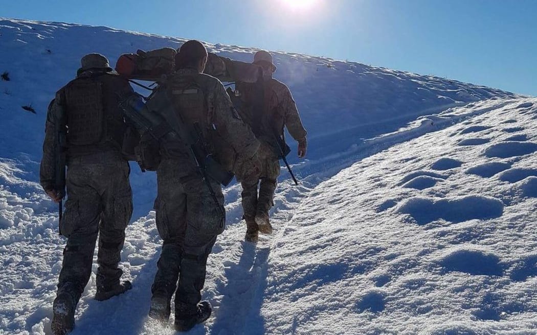Soldiers training at Tekapo on Monday.