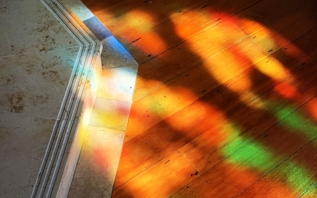 Light from stained glass at St Patrick's Cathedral