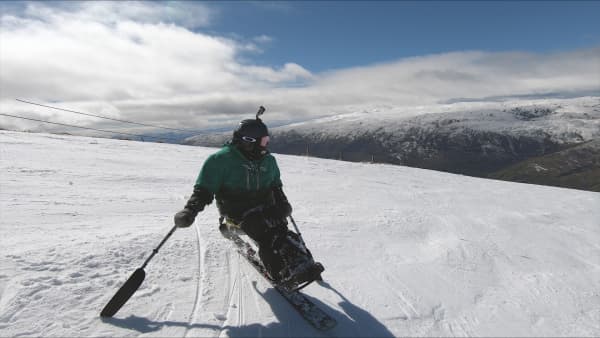Bailley Unahi, who is paralysed from the waist down says the sport of sit0skiing is physically demanding.