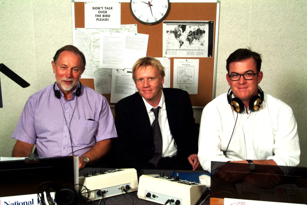Geoff Robinson, Morning Report Editor Martin Gibson and Sean Plunket, 2006.
