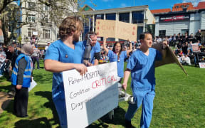 Frontline workers joined the protest.