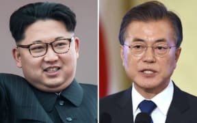North Korean leader Kim Jong Un (L) and South Korea's President Moon Jae-In.