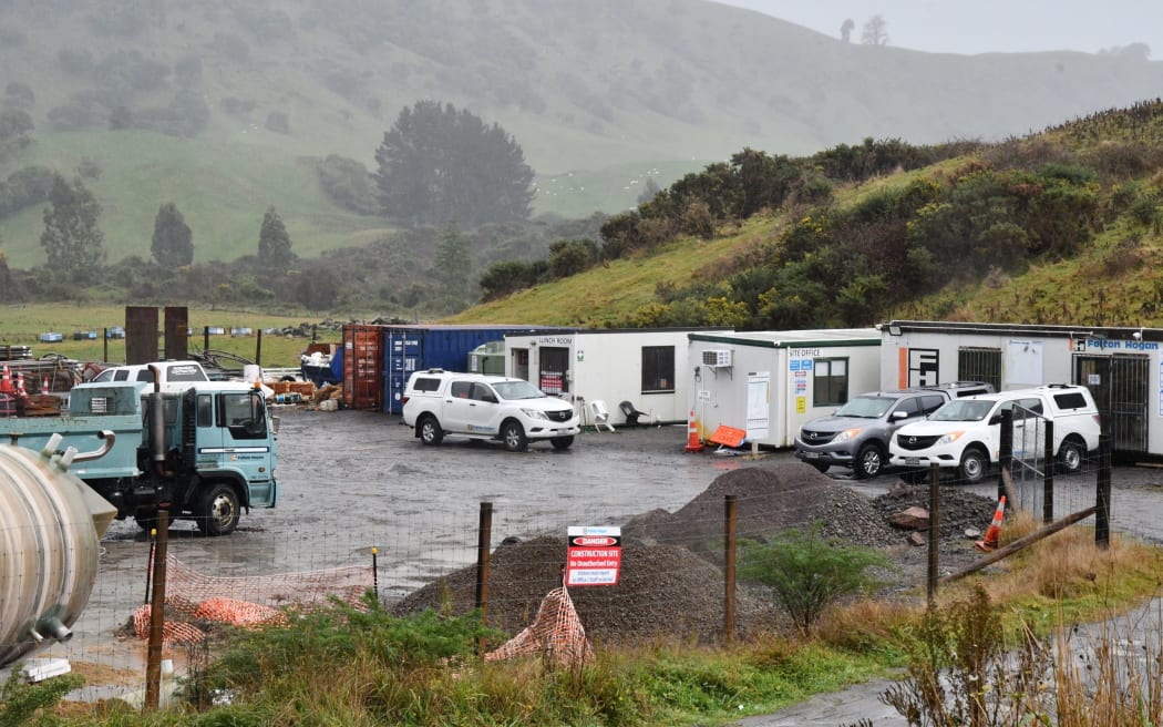 Fulton Hogan's work base on Tarawera Road, near Lake Rotokākahi.