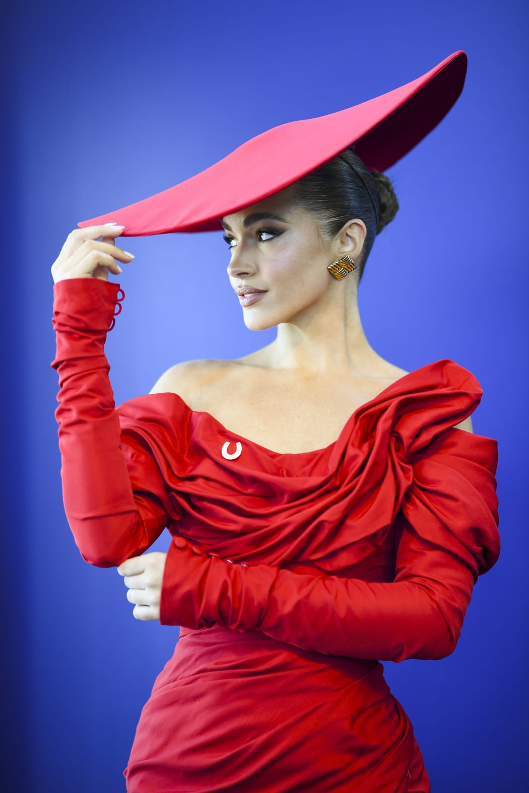 Olivia Molly Rogers poses for a photo during 2024 Melbourne Cup Day at Flemington Racecourse on 5 November, 2024 in Melbourne, Australia.