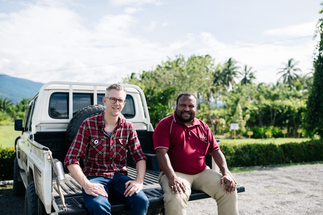 Mike Murphy, Managing Director of Kokako Organic Coffee Roasters, and Daniel Kinne, Chairman of Highlands Organic Agriculture Cooperative in PNG
