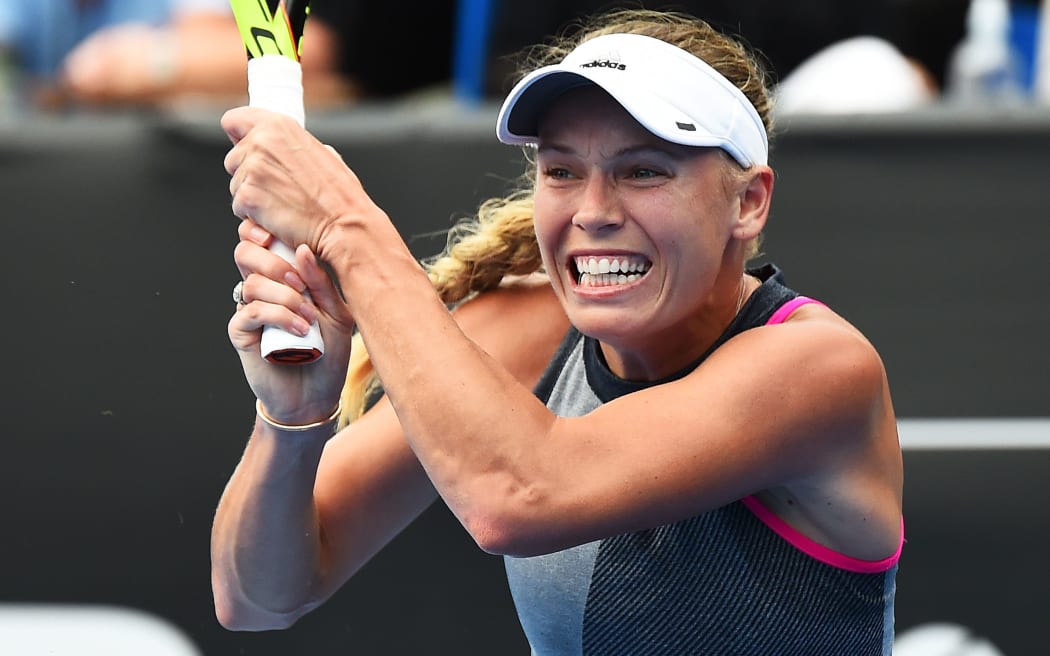 Caroline Wozniacki in action at the ASB Classic in Auckland.