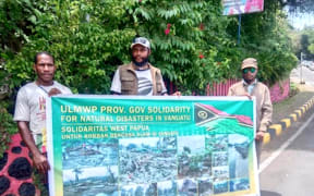 West Papuans in a solidarity fundraising rally to support for the victims of this month's tropical cyclones in Vanuatu.