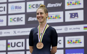 New Zealand para-cyclist Nicole Murray with her medal from the 2024 UCI Para-cycling Track World Championships, Rio de Janeiro.