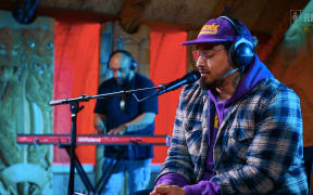 Auckland rapper Kings performs live for RNZ Music live at Unitec's Te Noho Kotahitanga marae