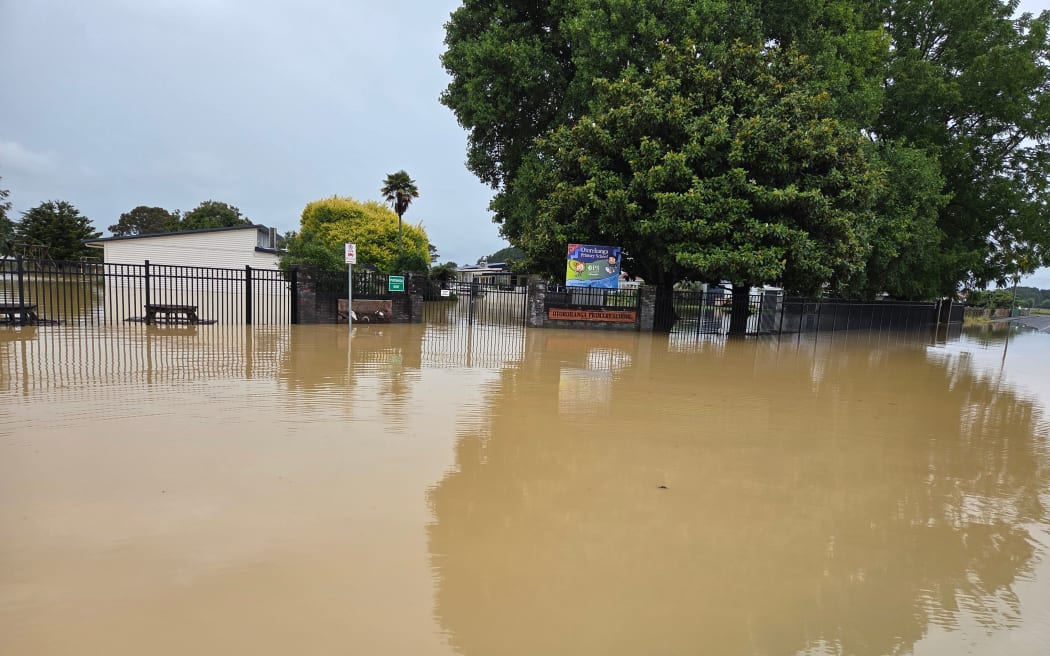 Flooding at Ōtorohanga Primary School.