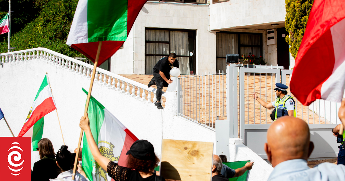 Person arrested at protest outside Wellington's Iranian Embassy