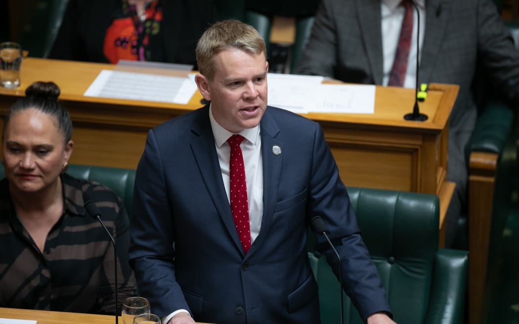 Chris Hipkins makes his speech during the budget debate