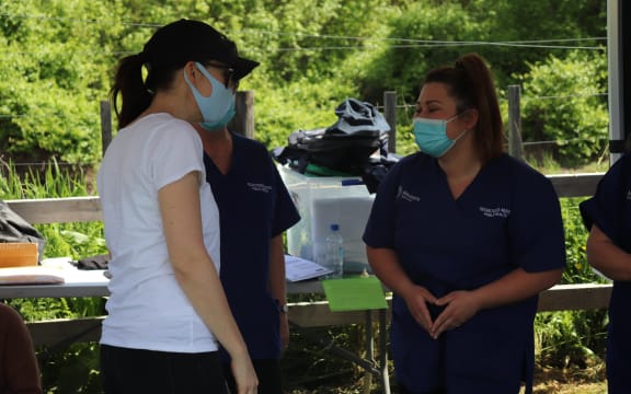 Prime Minister Jacinda Ardern meets staff involved in the Hauora Tairāwhiti and Ngāti Porou vaccination rollout.
