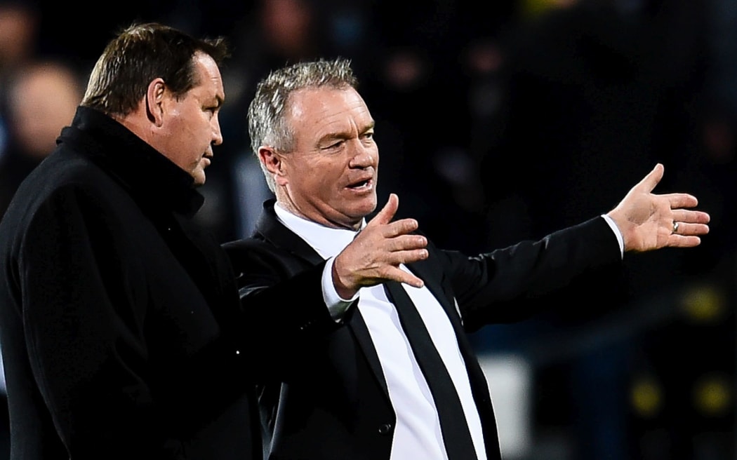 All Blacks coach Steve Hansen and selector Grant Fox.