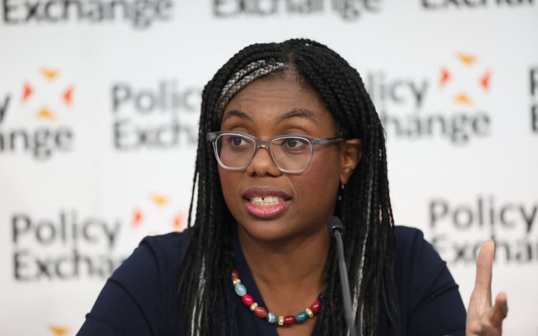 Secretary of State for International Trade, Kemi Badenoch, speaks during the Conservative Party's annual conference at the International Convention Centre in Birmingham, on October 4, 2022.