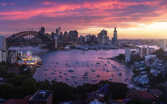 sunset,  Sydney harbor, New South Wales, Australia