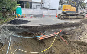 A hole the size of a tennis court has appeared in St George’s Bay Rd Parnell.