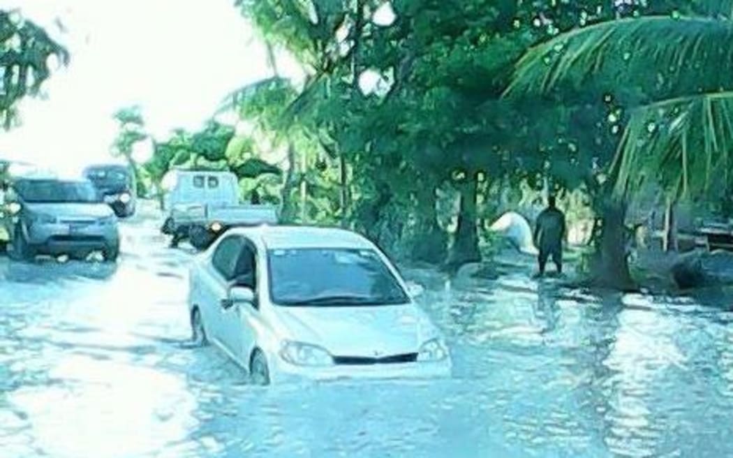 Damaging waves flooded Kiribati's Betio in South Tarawa.