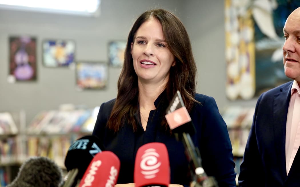 Erica Stanford and Christopher Luxon at Cockle Bay School, Auckland, February 2026.