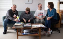 Peter Humphreys (left) with his daughter Sian, and Christine Fleming (right) with her son Justin Coote. Photo / Sylvie Whinray