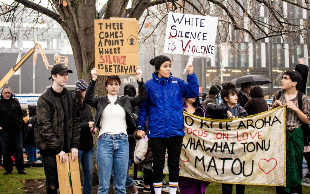 Black Lives Matter protest at Cathedral Square in Christchurch on 1 June 2020