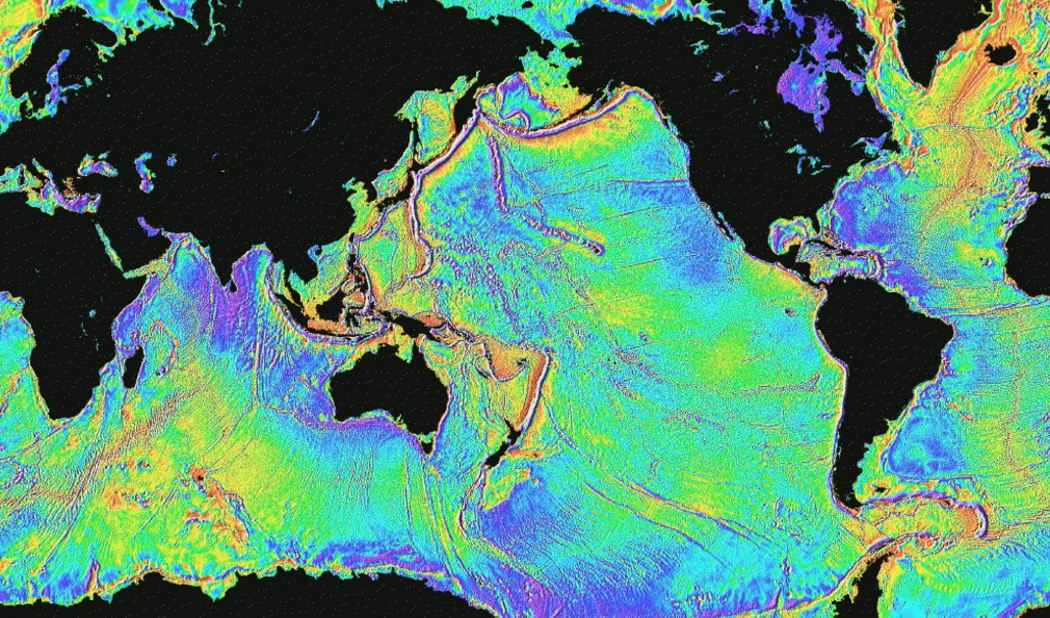 The world's ocean floor as measured from space