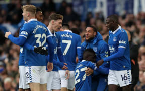 Everton celebrate a goal.