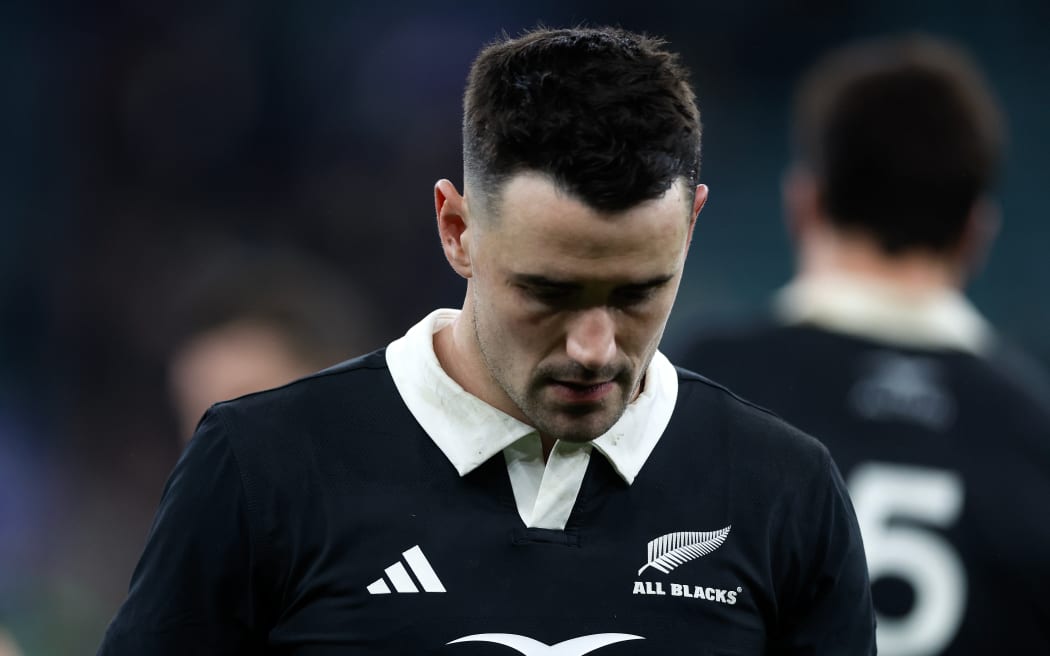 All Blacks back Will Jordan dejected following defeat to England.