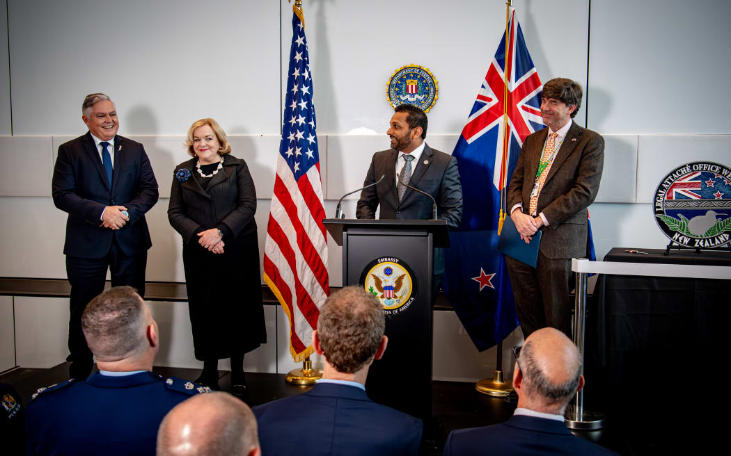 FBI Director Kash Patel at the opening ceremony for a dedicated law enforcement attaché office in Wellington on 31 July.