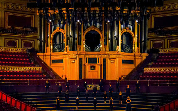 Whānau: Voices of Aotearoa, far from home performers at the Royal Albert Hall, London.