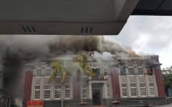 The fire at the Municipal Building on Bank Street in central Whangārei.