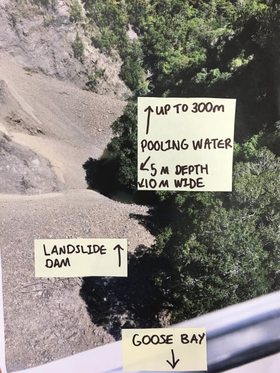 Goose Bay landslide dam - it forced 35 homes to be evacuated.